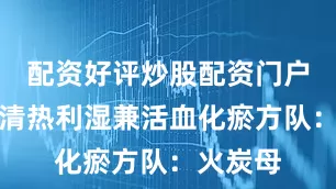 配资好评炒股配资门户再请出清热利湿兼活血化瘀方队：火炭母