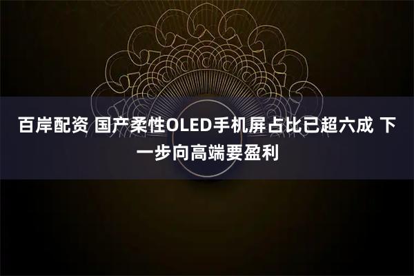 百岸配资 国产柔性OLED手机屏占比已超六成 下一步向高端要盈利